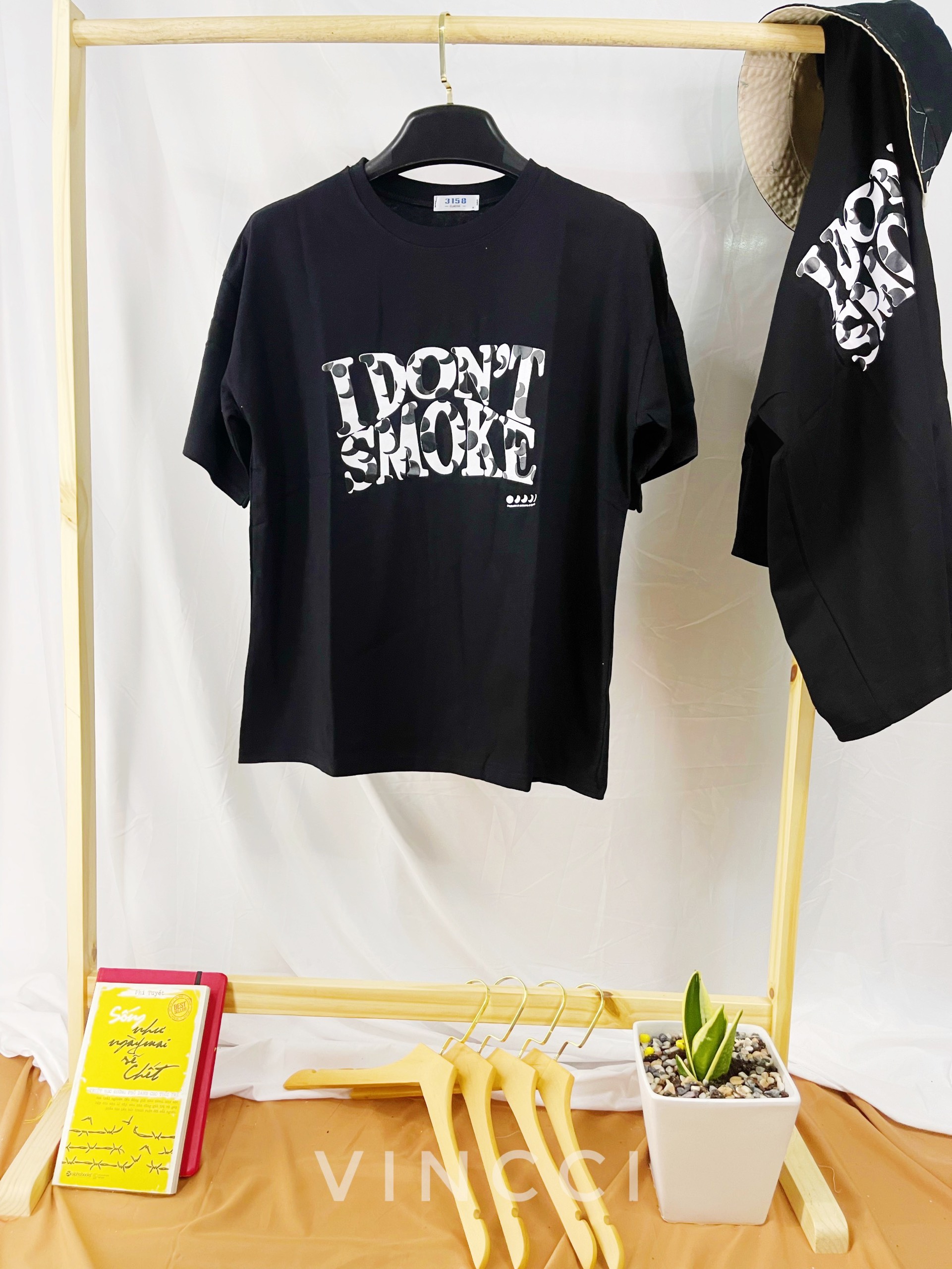 Áo thun oversize - áo phông rộng unisex - áo thun form rộng - áo chữ "i don't smoke" - vincci shop