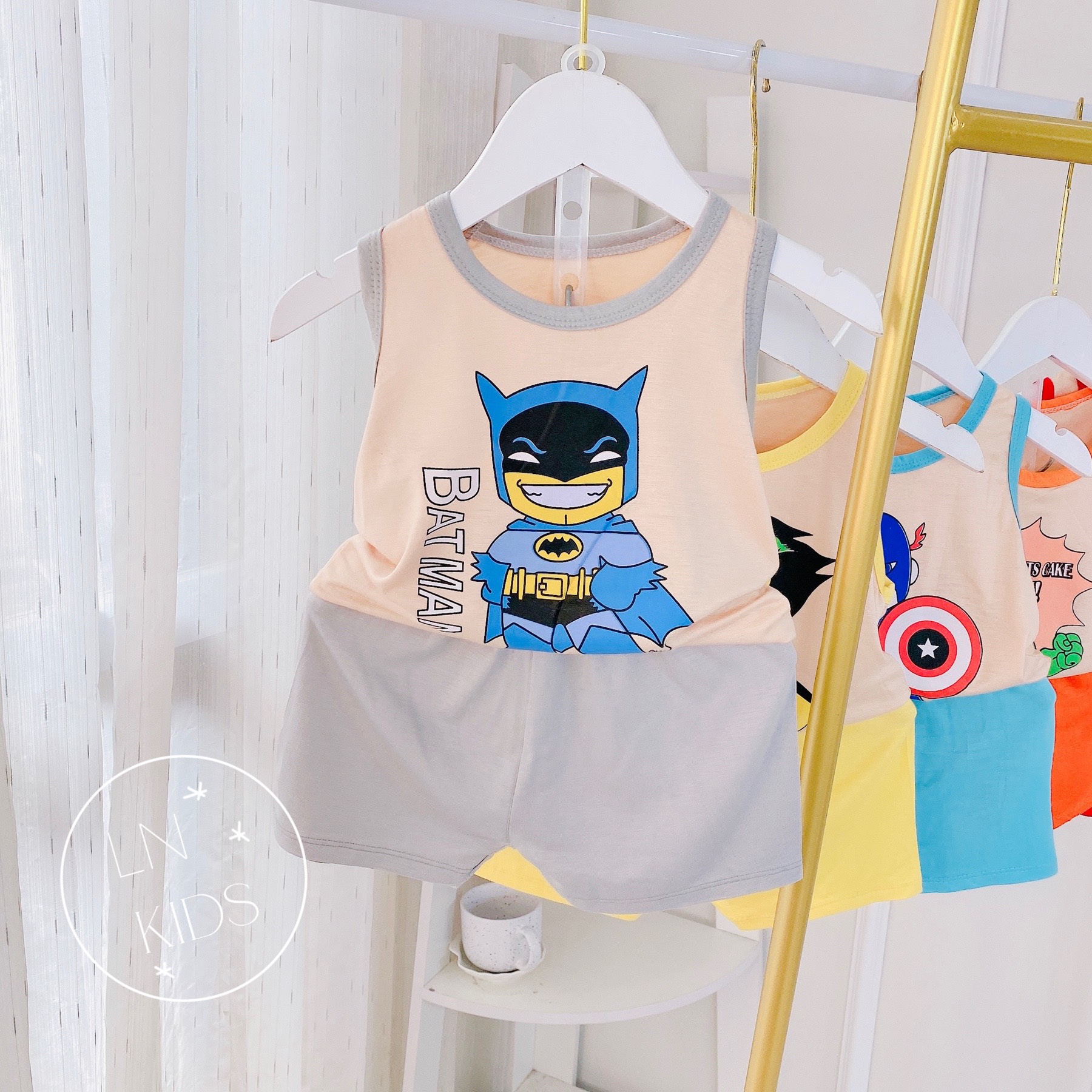 Combo 5 bộ siêu nhân Minky mom mềm mát cho bé trai 5 - 18kg