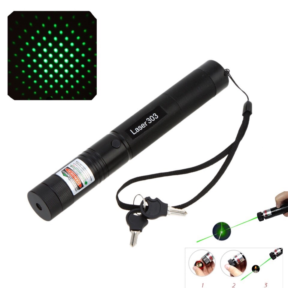 Đèn laser - bút laze lazer 303 tia xanh, Tia laze 303 , bút chỉ laser thuyết trình ánh sáng xanh, Bút laze hỗ trợ trình chiếu tia sáng xanh lá.