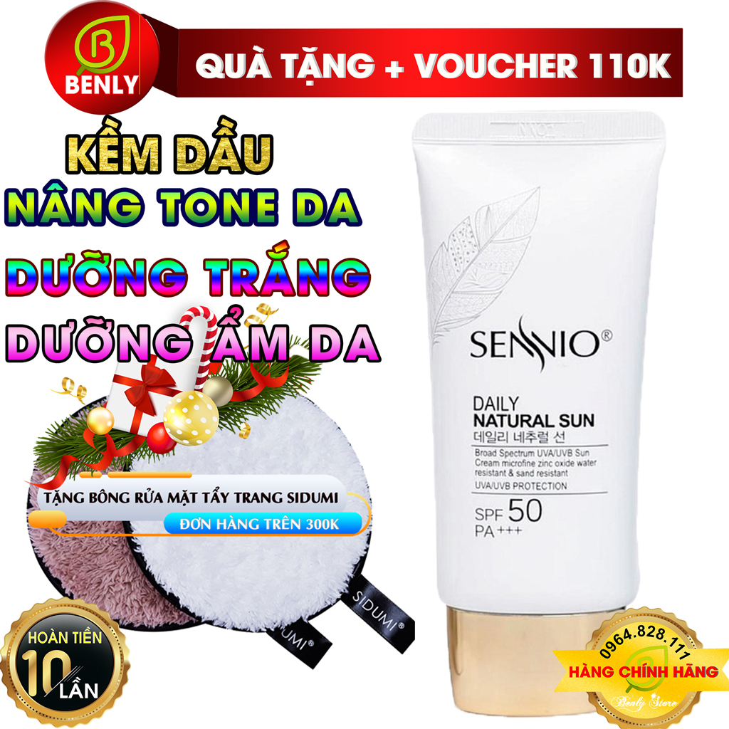kem chống nắng sennio kềm dầu không rít da dưỡng da nâng tone da mà không cần make up SENNIO - Sennio daily natural cream