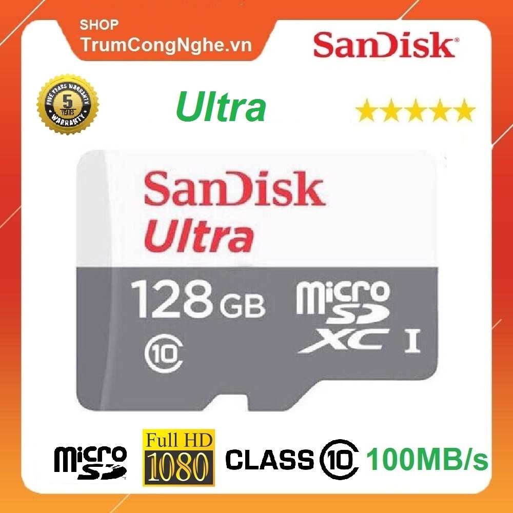 Thẻ nhớ microsdhc sandisk ultra 533x class10 128gb 100mb/s - tốc độ cao