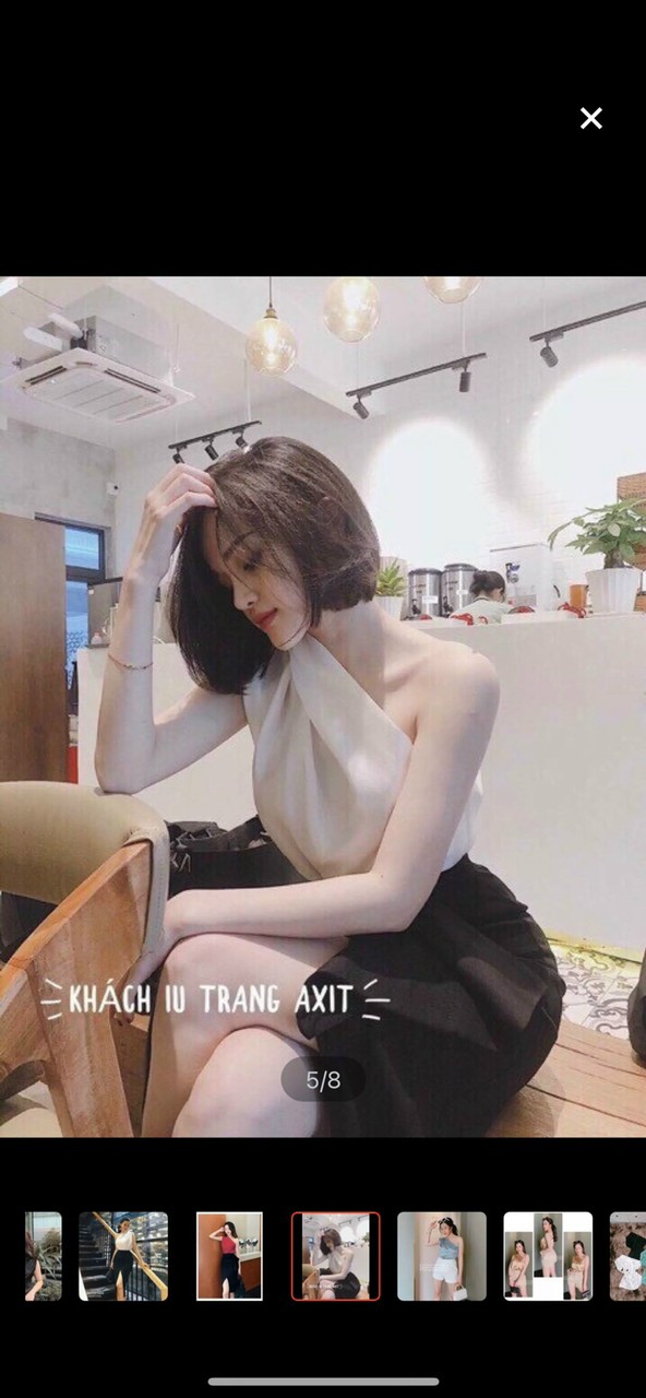 Áo phi yếm lệch vai thắt nơ cổ dễ phối đồ với chân váy quần sooc đều xinh nha...