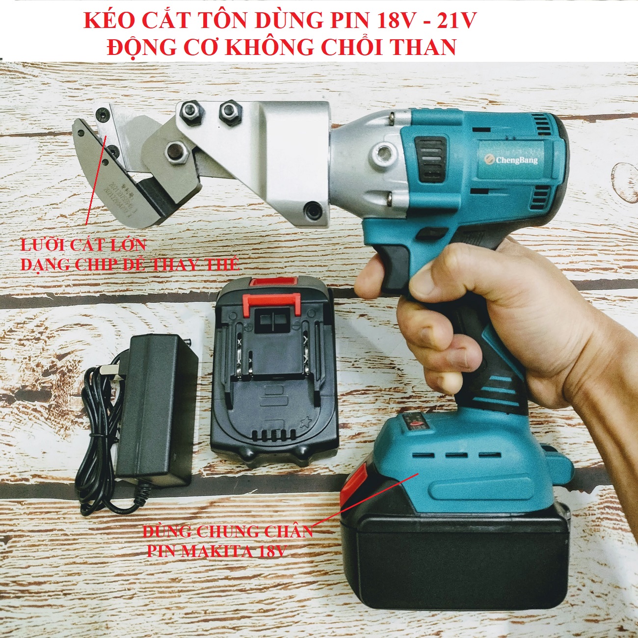 SV Kéo cắt tôn dùng pin 18V - 21V đa năng không chổi than (chung pin Makita)