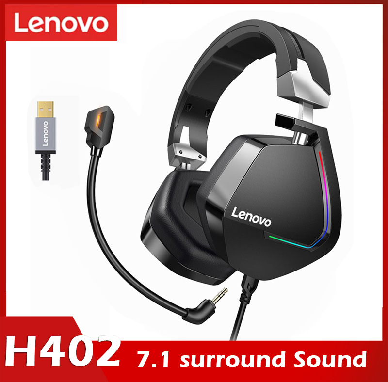 Tai Nghe Chơi Game Lenovo H402 USB7.1/3.5, Tai Nghe Âm Thanh Nổi Có Dây Ánh Sáng Màu RGB Với Microphone Có Thể Điều Chỉnh Cho PC Máy Tính Xách Tay