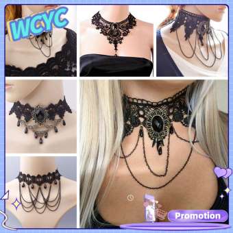 WCYC Mới Sexy Thời Victoria Phong cách Steampunk Cổ áo Gothic Vòng cổ ren đen Choker nữ dây chuyền chuỗi hạt