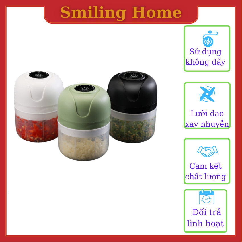 [FREESHIP+QUÀ] Máy xay tỏi ớt cầm tay mini đa năng, xay đồ ăn dặm cho bé mini cầm tay, máy xay thịt rau củ quả làm đồ ăn dặm cho trẻ tiện lợi MXT02 - Smiling Home