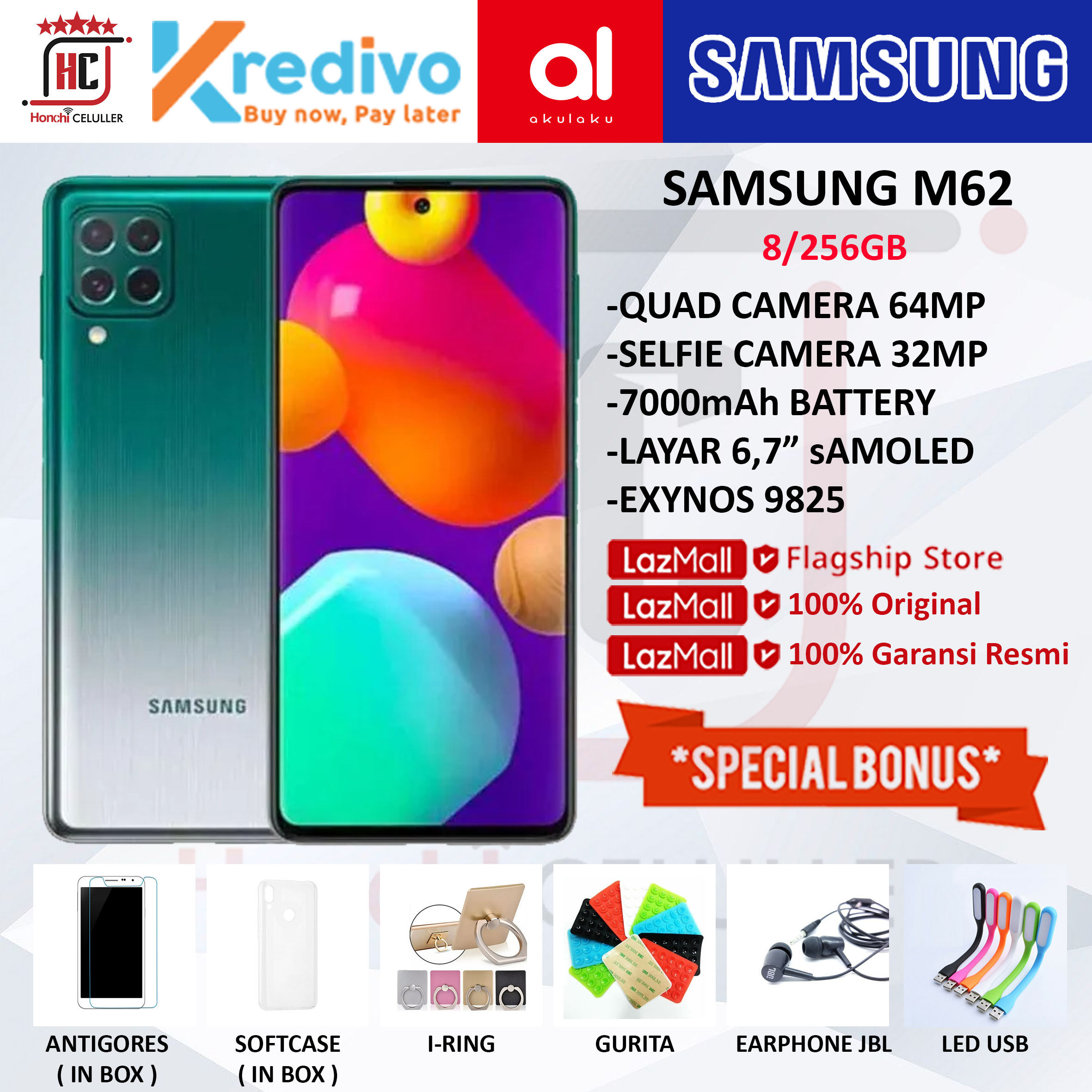 SAMSUNG M62 8/256 GB GARANSI RESMI SAMSUNG INDONESIA SEIN Giá 9,899,000 Đồng*Miễn phí vận chuyển