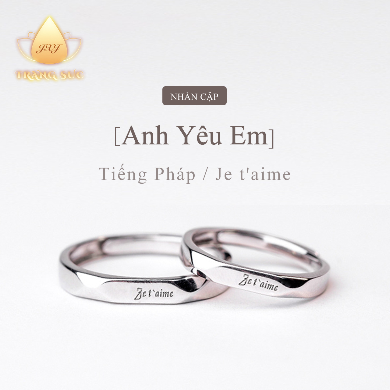 Nhẫn đôi nam nữ inox mạ bạc tiếng pháp anh yêu em sáng tạo không phai màu trang sức nh-045