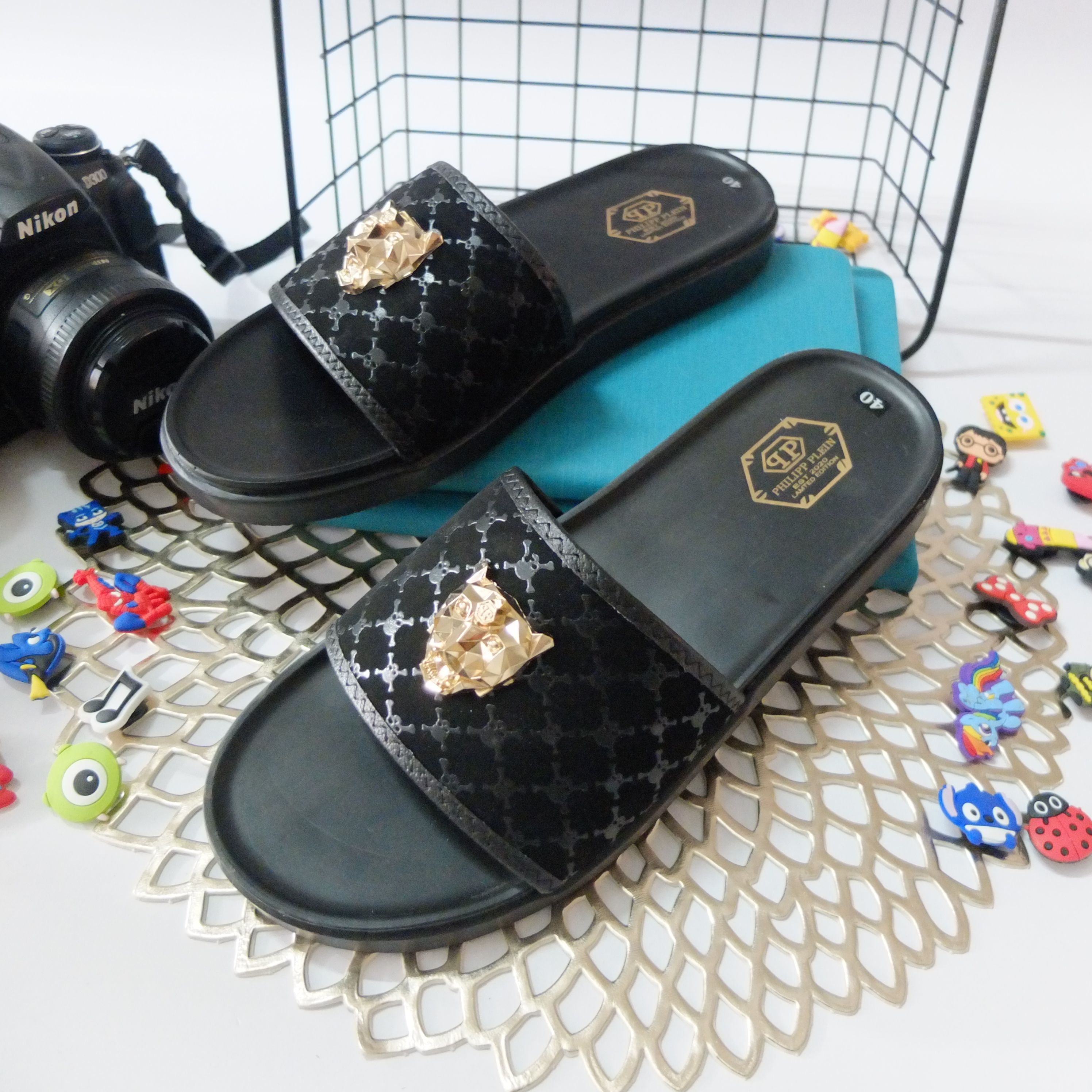 Dép nam Hổ Philip cực đẹp, Dép thời trang cao cấp đính hổ