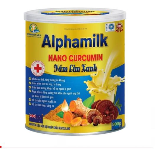 Sữa bột Alphamilk NaNo Curcumin Nấm Lim Xanh 900g , tăng cường sức đề kháng , giảm viêm dạ dày, xương khớp, gout, ung thư , tai biến , gan, huyết áp , làm đẹp da