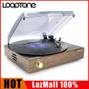 LoopTone 3-Speed Belt-Driven Vinyl Record Player with Built-in Speakers