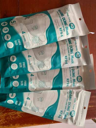 Set 100 Khẩu Trang KF94 Hoàng Dũng Mask 4D - Khẩu Trang Kháng Khuẩn, Chống Bụi Mịn