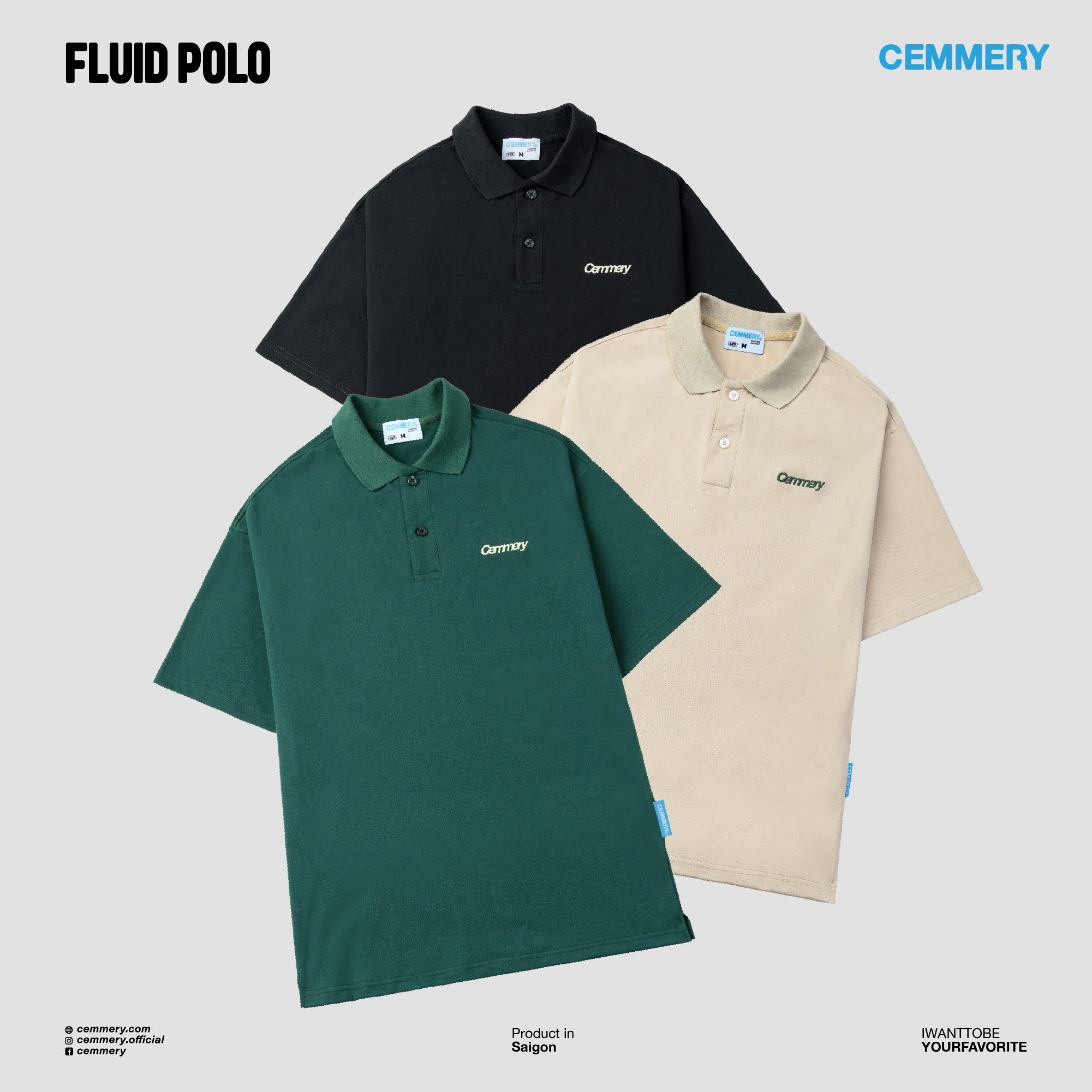 Áo Polo Unisex Local Brand CEMMERY CVC mềm mại - Fluid Polo
