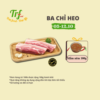 Thịt ba chỉ heo Truefood nhập khẩu cắt miếng/thái dải ăn nướng 500g [HN ship hỏa tốc]