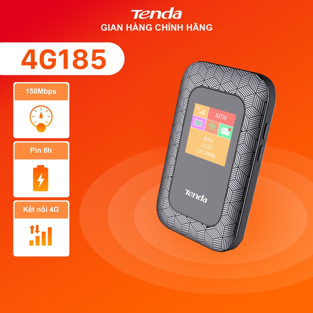 Bộ phát wifi 4g tenda 4g185 150mbps - có màn hình hiển thị