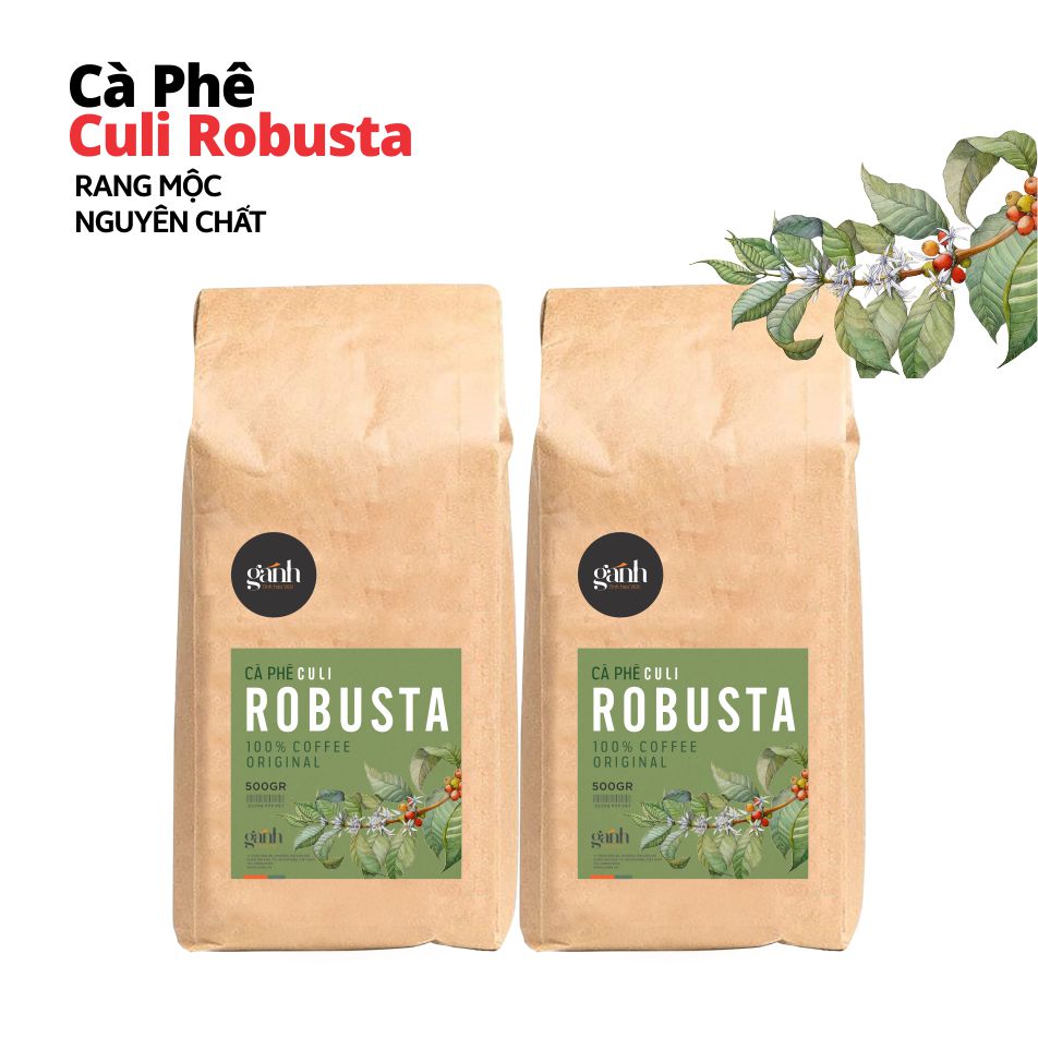 Cà Phê Xay Sẵn - Rang Mộc Nguyên Chất - Pha Phin và Pha Máy - Cà Phê Culi Robusta [500gr x02 Gói] Vị đắng nhẹ hơi chua - Gu Coffee Espreso