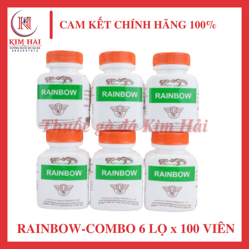 Tăng Cơ Bắp Rainbow-[combo 6 lọ x 100 viên]-[uống nuôi hằng ngày]-nuôi tăng cơ,phát triển khung hình cho gà tơ.