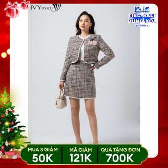 Chân váy tweed kẻ IVY moda MS 31B9014