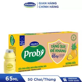 THÙNG 50 CHAI SỮA CHUA UỐNG PROBI DỨA - LỐC 5 CHAI 65ML