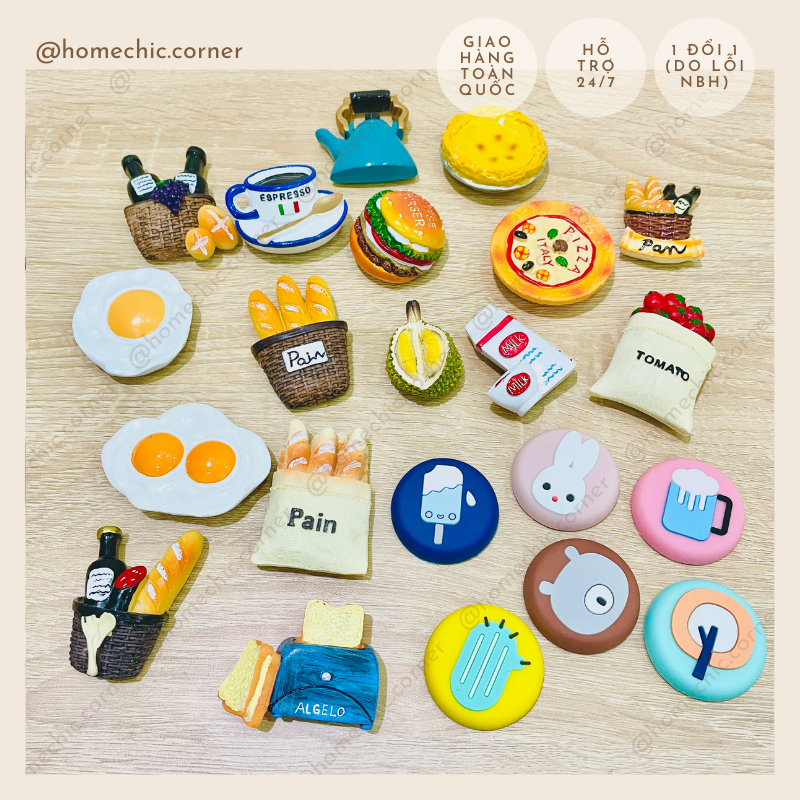 Nam châm trang trí tủ lạnh, ghim ghi chú, treo giấy note dễ thương cute | HOME CHIC CORNER
