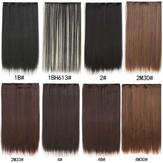 Kẹp Thẳng Dài Nối Tóc Tổng Hợp Một Mảnh, 5 Kẹp Tóc Giả Màu Vàng Tóc Đen