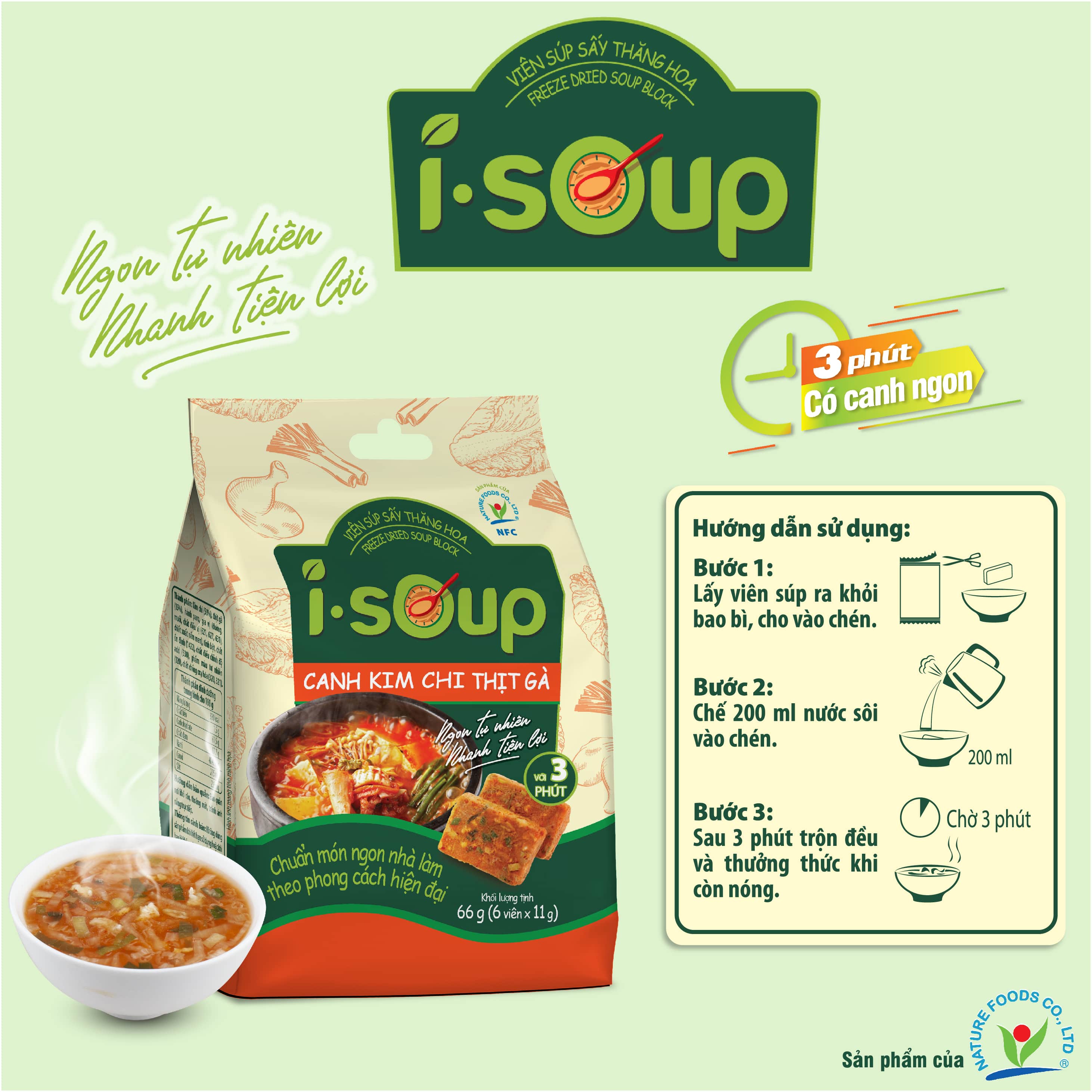 Canh Kim Chi Thịt Gà Ăn Liền I-Soup 66g