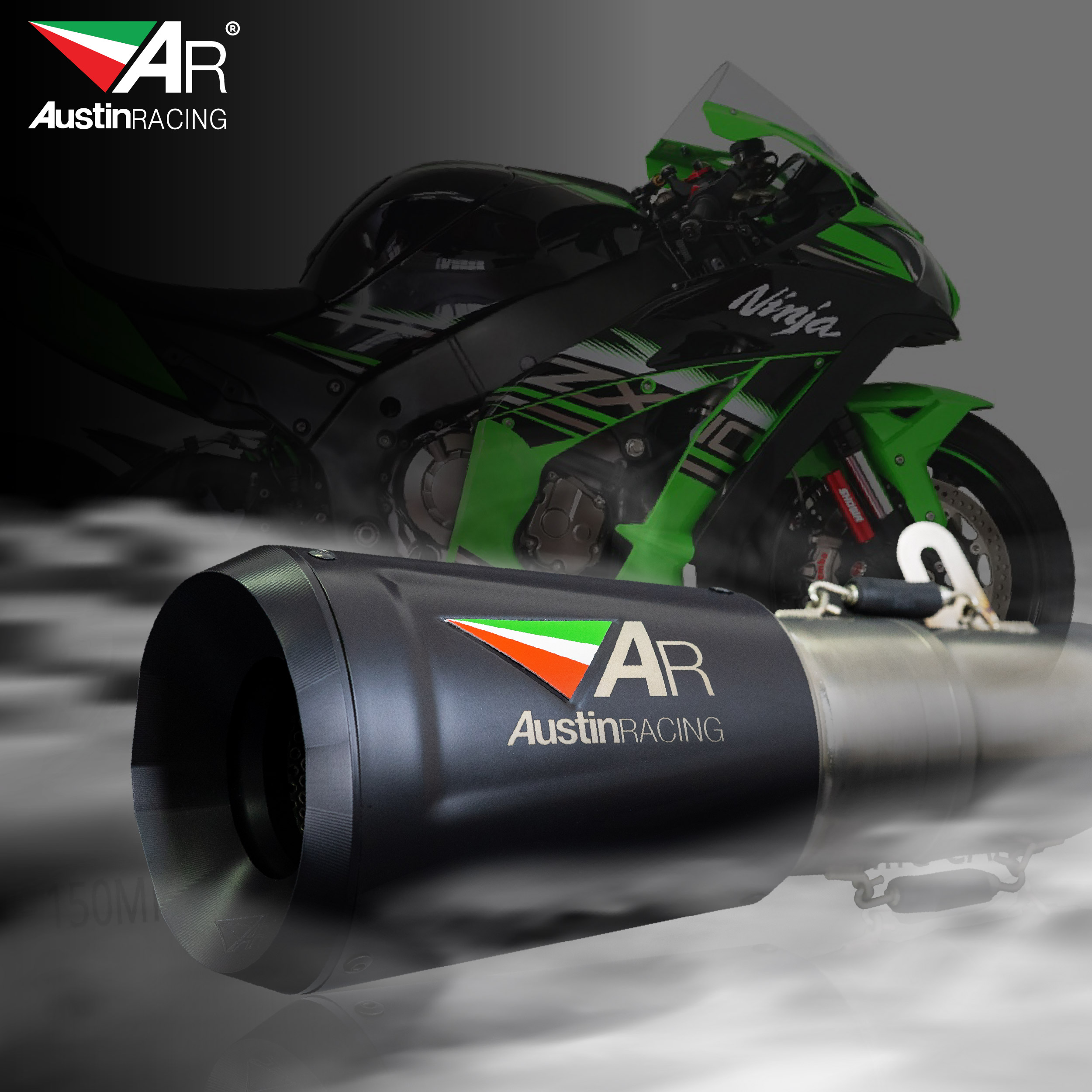 Austin Racing ท่อไอเสียสำหรับ KAWASAKI ZX10R 2010-2020 DE-CAT V3 150MM BLACK CERAMIC CAN ราคา 48,000 บาท*ส่งฟรี