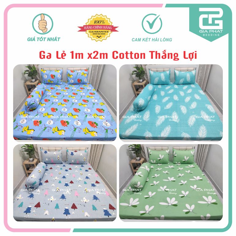 Ga giường lẻ, Drap lẻ Cotton Thắng Lợi 1m x 2m 100% Cotton chuẩn logo ( không áo gối ) được chon mẫu