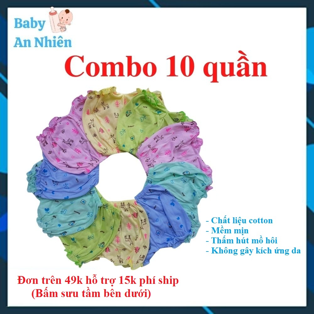 Quần đùi cho bé gái sơ sinh đến 14kg với chất liệu cotton mềm mại, thấm hút mồ hôi, không gây kích ứng da, hình in ngộ nghĩnh. Combo 10 quần