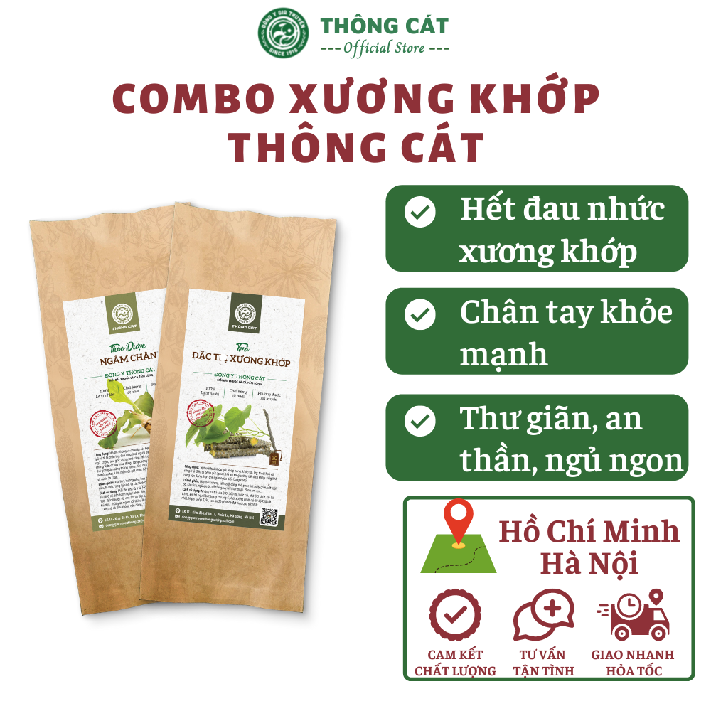Combo trà thảo mộc xương khớp và thảo mộc ngâm chân thuốc bắc hết đau nhức xương khớp, thoái hóa khớp, khử mùi hôi chân Đông y Thông Cát