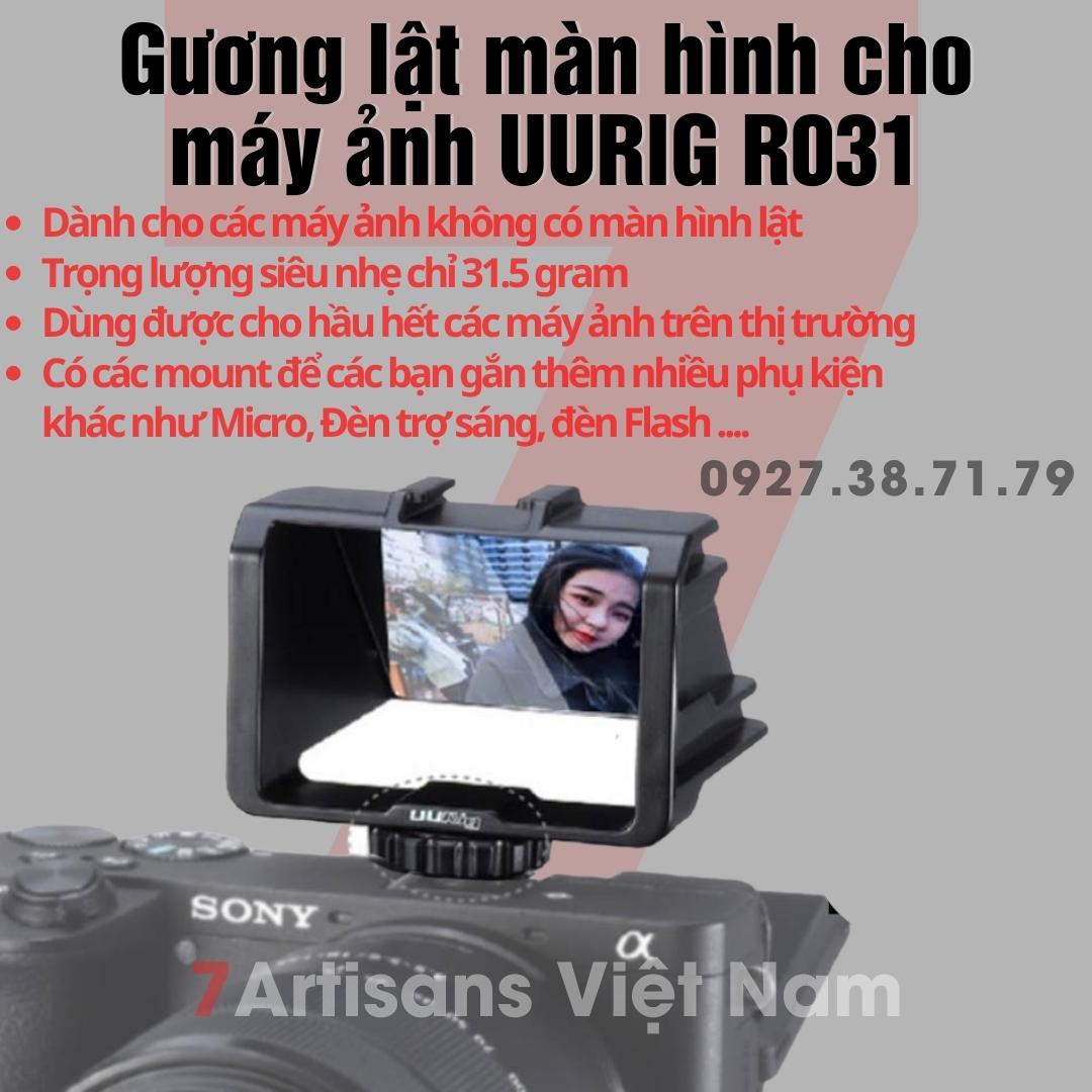 Gương lật màn hình cho máy ảnh UURIG R031 cho Vlogger và Youtuber - Có thể gắn thêm nhiều phụ kiện khác : Miccro, Đèn ..