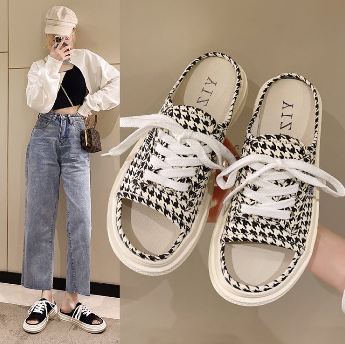Dép sục, giày sục nữ thể thao hở mũi chất canvas cute mới nhất 2022