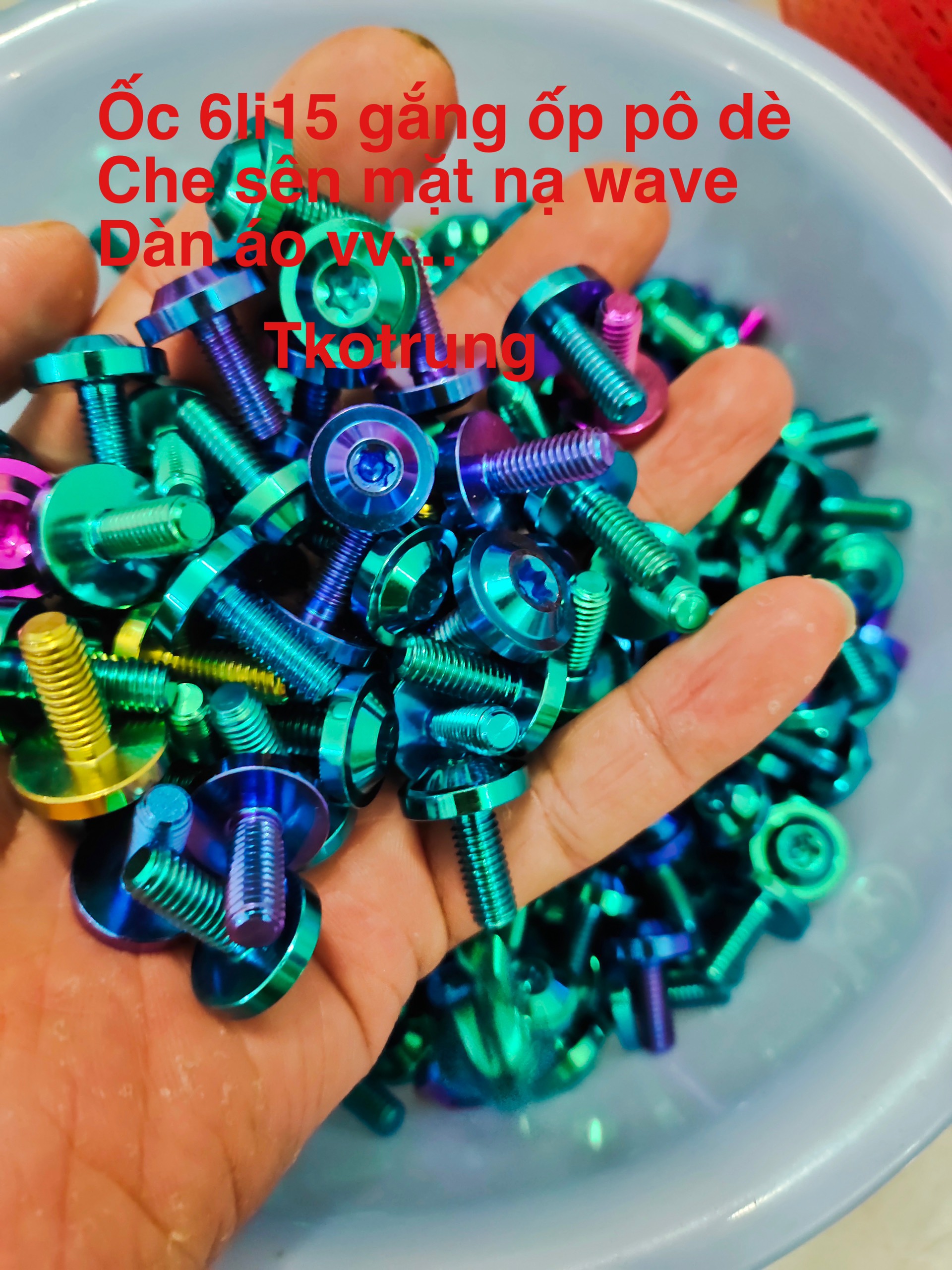 1 ốc titan gr5 6li15 gan dè áo cac loai xe