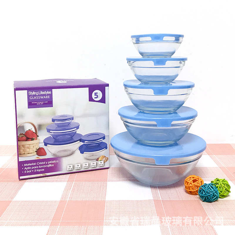 Combo bộ 5 thố thủy tinh - dùng được trong lò vi sóng - tủ lạnh