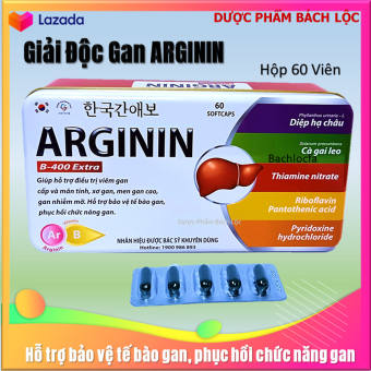 Viên Uống Giải Độc Mát Gan Arginin B-400 extra- giải độc gan, hạ men gan-Hộp sắt 60 viên