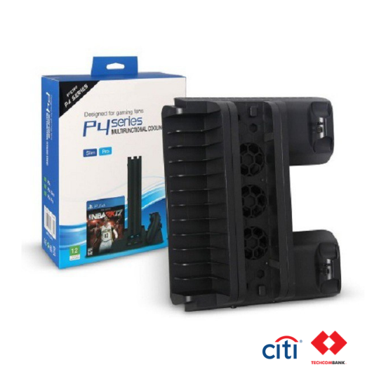 Chân đế quạt tản nhiệt + sạc tay cầm 3 in 1 cho PS4 PS4 Slim và Ps4 Pro