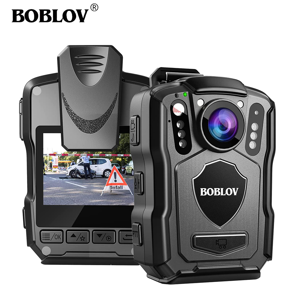 กล้องถ่ายรูป กล้องดิจิตอลมิลเลอร์เลส Boblov M5 Body Camera สำหรับการรักษาความปลอดภัย, กล้องพกพาตำรวจ 1440P พร้อมอินฟราเรดการมองเห็นได้ในเวลากลางคืน, กันน้ำ IP67, มุม 170 สำหรับการบังคับใช้กฎหมายพร้อมที่ยึดในรถยนต์