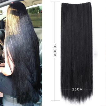 Tóc Giả Thẳng Dài 100cm Kèm 5 Kẹp Màu Đen / Nâu Bằng Sợi Tổng Hợp Tự Nhiên