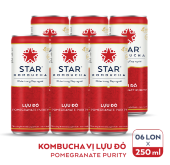 Lốc 6 lon Nước Trái Cây Star Kombucha Vị Lựu Đỏ 250Ml, Star Kombucha Pomegranate Purity 250Ml