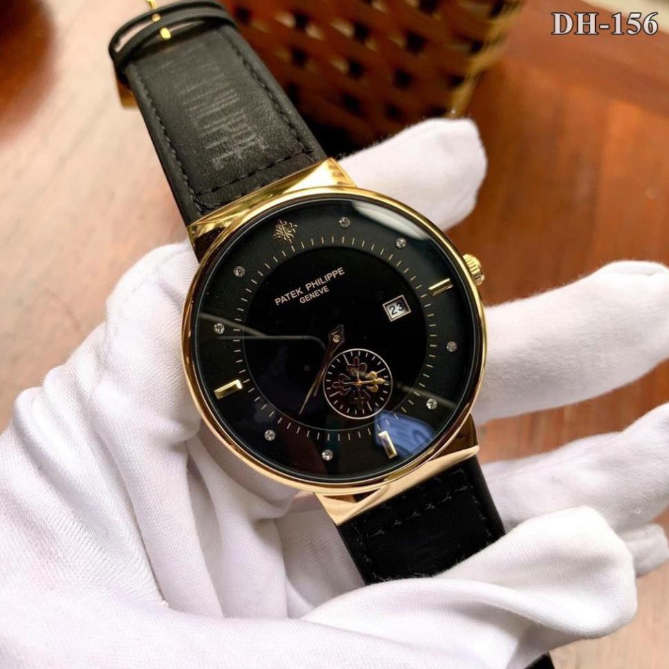 Đồng Hồ Patek Phillip Máy Pin Dây Da Cao Cấp Size Mặt 40mm Có Lịch Ngày Mặt Kính Mineral Chống Xước - Bảo Hành 12 Tháng - Combo Quà Cực Chất