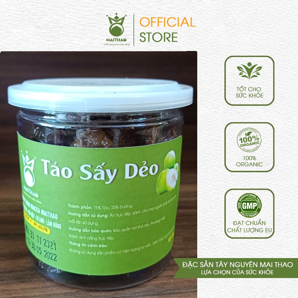 Táo sấy dẻo Mai Thao hương vị thơm ngon hũ 200g