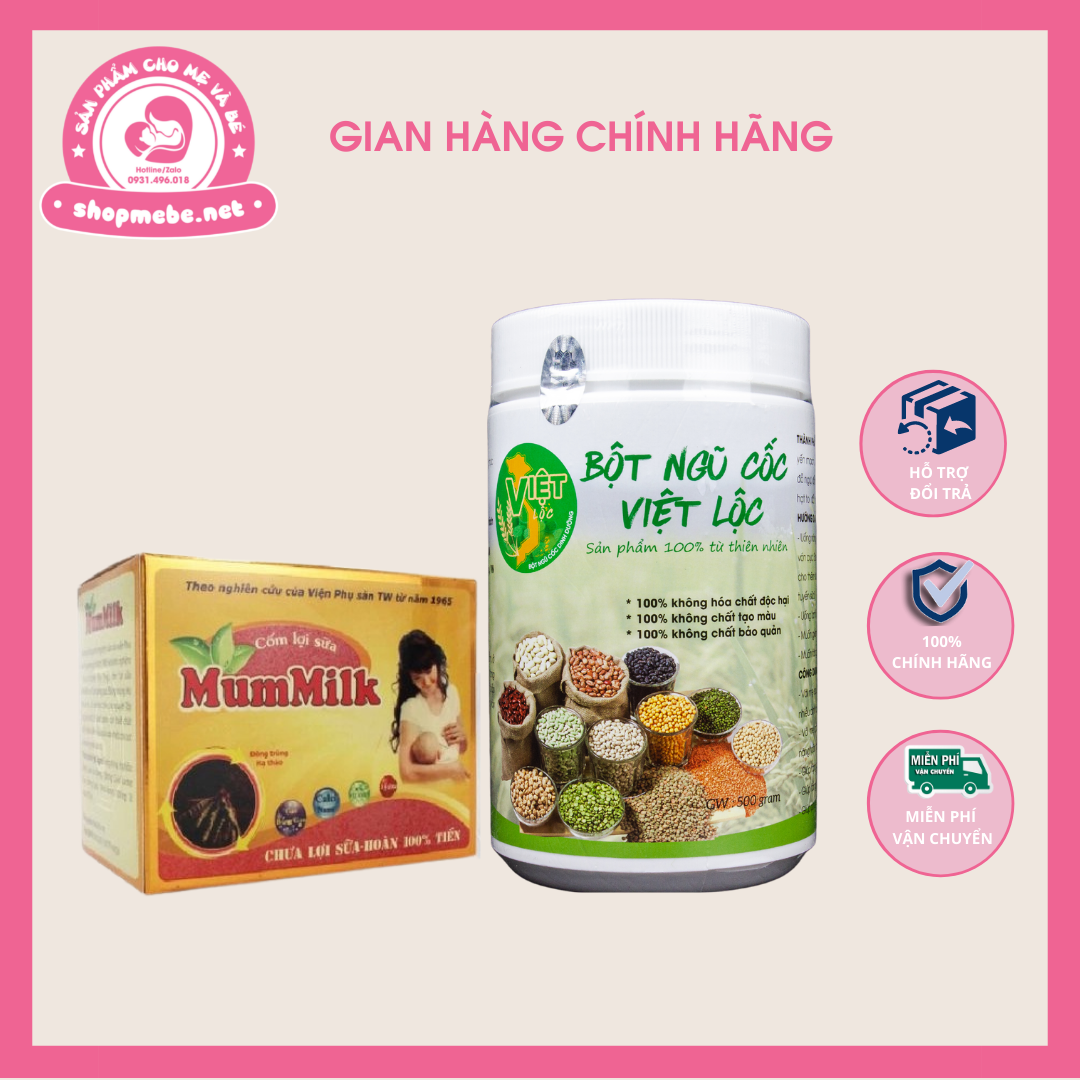 Ngũ cốc lợi sữa Việt Lộc 500g +Cốm Mummilk đông trùng hạ thảo 60g