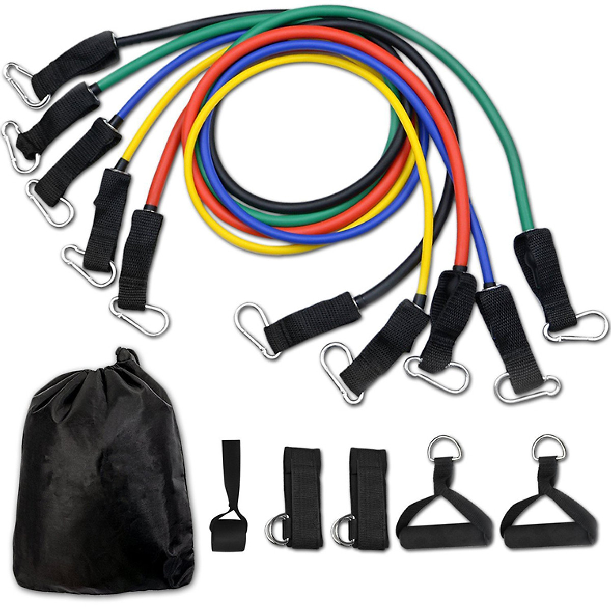Bộ 5 dây ngũ sắc tập thể lực, dây ngũ sắc tập thể hình tập gym tại nhà, dây tập thể thao đa năng .