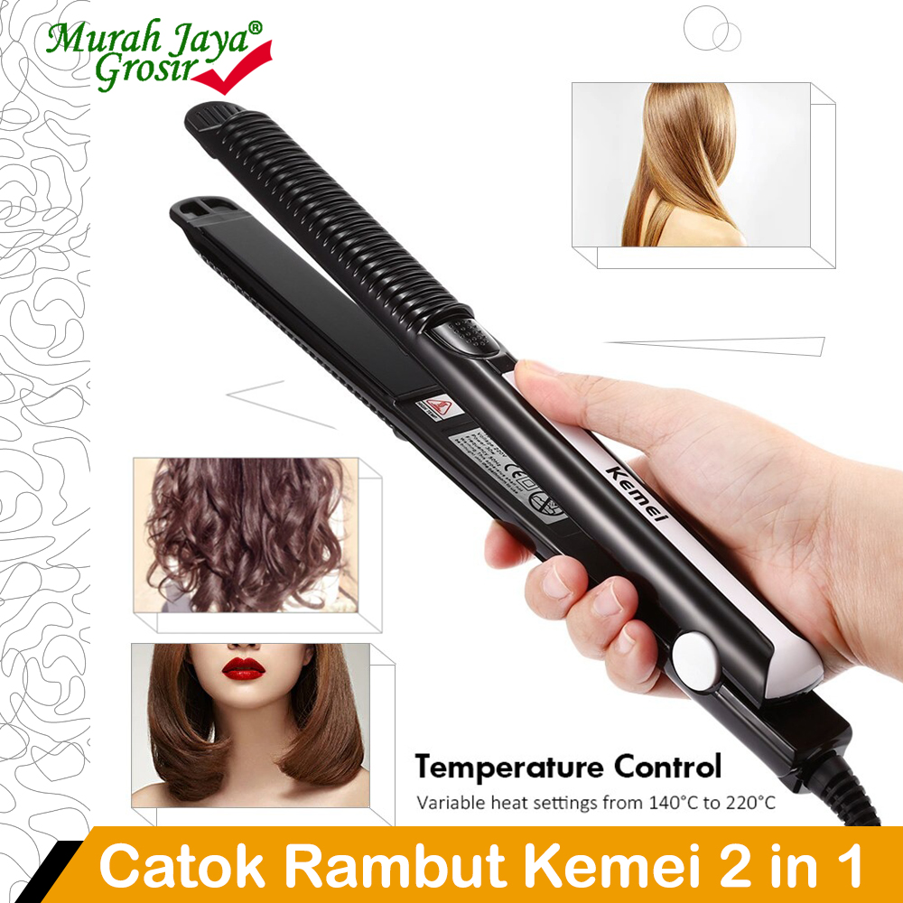 Catok rambut Kemei KM-2139 Catokan rambut 2 in 1 Lurus dan curly kualitas terbaik temperatur control