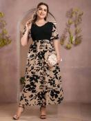 KentyFashion Elegant Plus Size Floral Maxi Dress