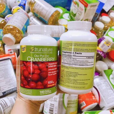 VIÊN U.ỐNG H.Ỗ T.R.Ợ Đ.ƯỜ.NG T.IẾ.T N.IỆ.U VÀ C.HỐ.NG O.X.Y H.Ó.A TRUNATURE CRANBERRY 650MG 140 VIÊN