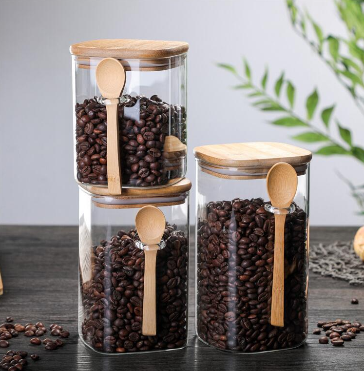 Set of 2 Glass Jars With Wooden Spoons BOXED -  Singapore