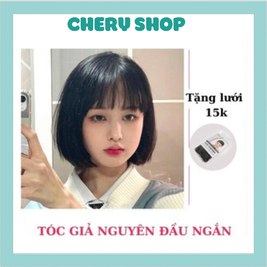 Tóc giả nữ đẹp, nguyên đầu cúp ngắn tặng kèm lưới trùm cao cấp mã CC60