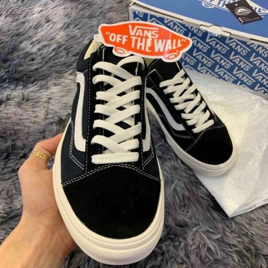 ✹  Giày Vans Old Skool - Giày Sneaker Vans Đen kẻ trắng nhung nỉ cao cấp nam nữ