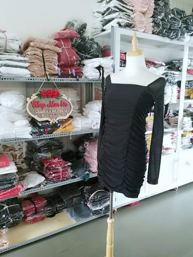 Đầm Body Cổ Vuông Lưới Mịn (ĐEN)